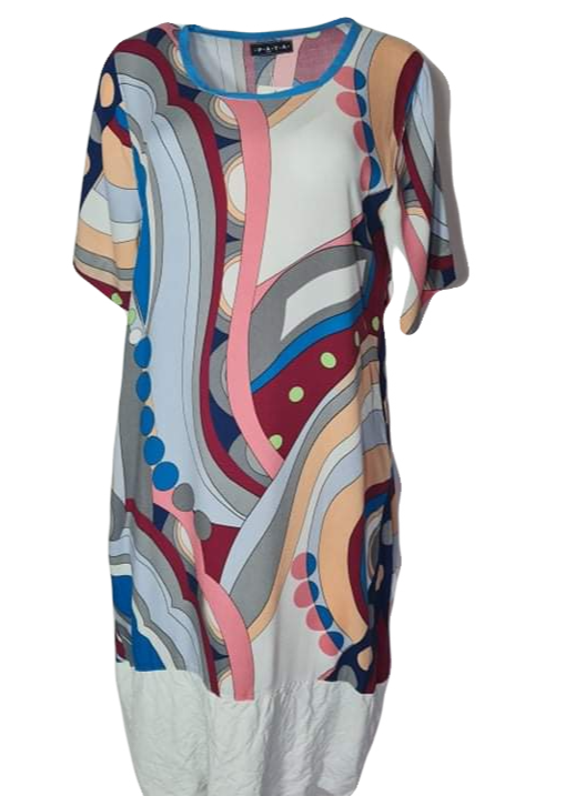 PATA sukienka len XL w zgodzie z naturą abstrakcja BIG SIZE