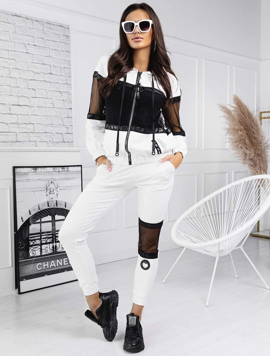 La..mu spodnie dresowe z siatką białe M/L-2 , L/XL-3