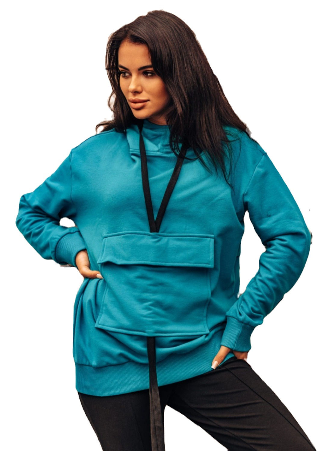 La..mu bluza dresowa kangurka WAVE UNI morska