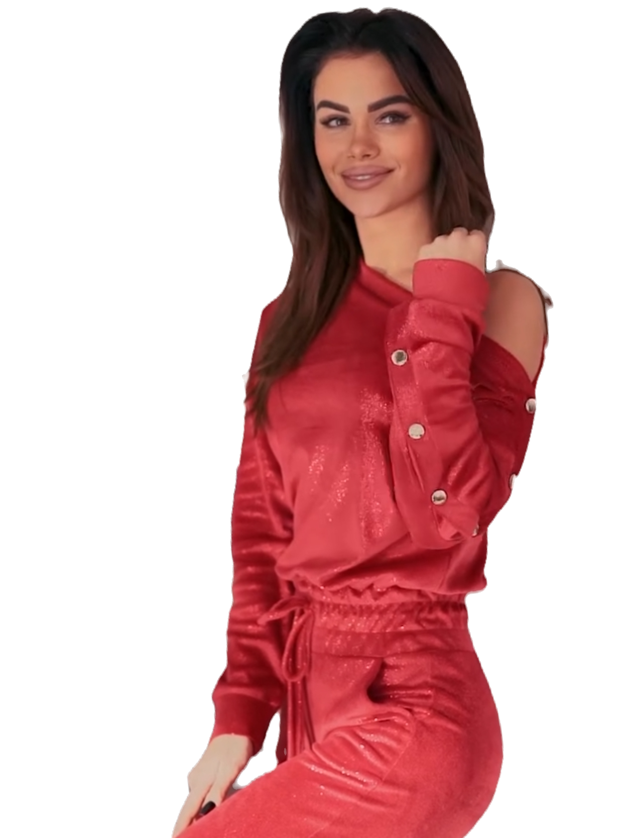 La..mu kombinezon WELUROWY czerwony połyskujący XS