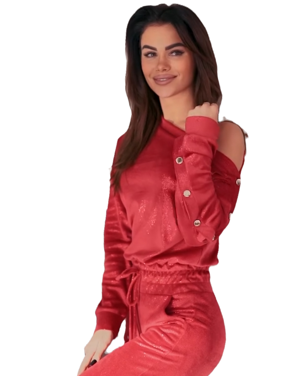 La..mu kombinezon WELUROWY czerwony połyskujący XS