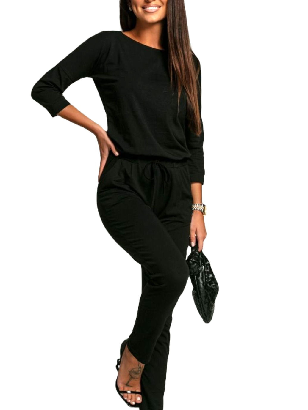 Megi Collection letni kombinezon ENA czarny S/M , L/XL