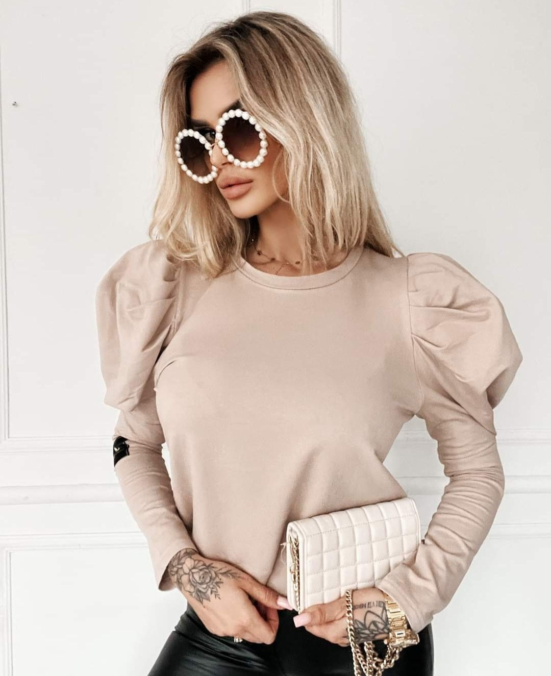 La..mu bluzka Fall Fusion beż z bufkami S/M-1,M/L -2,L/XL-3