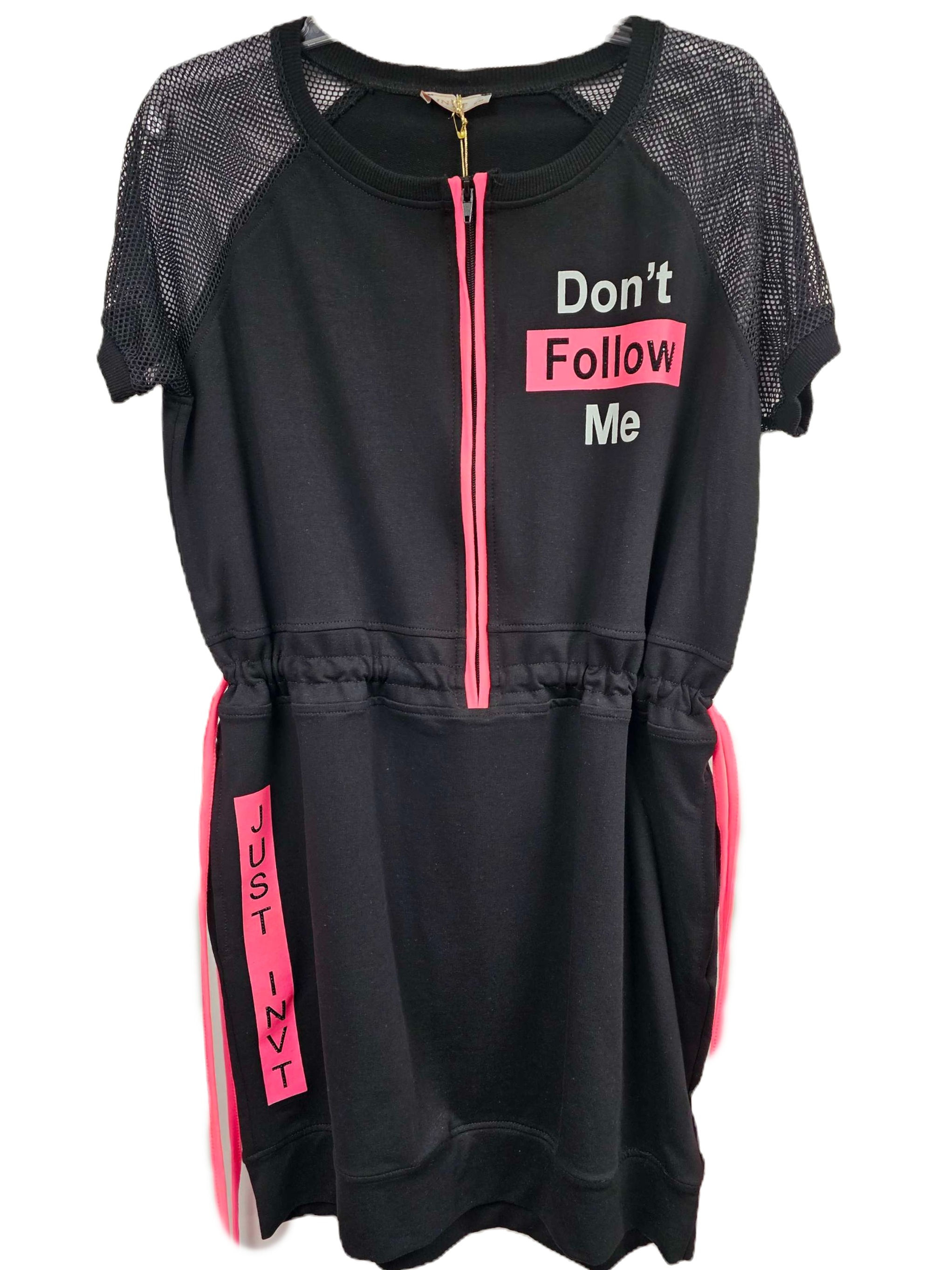 Megi sukienka tunika z siatką Sali czarna