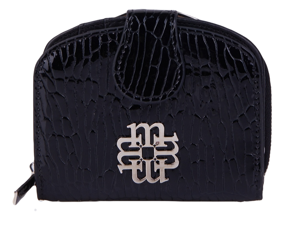 Monnari portfel damski skóra naturalna czarny połysk