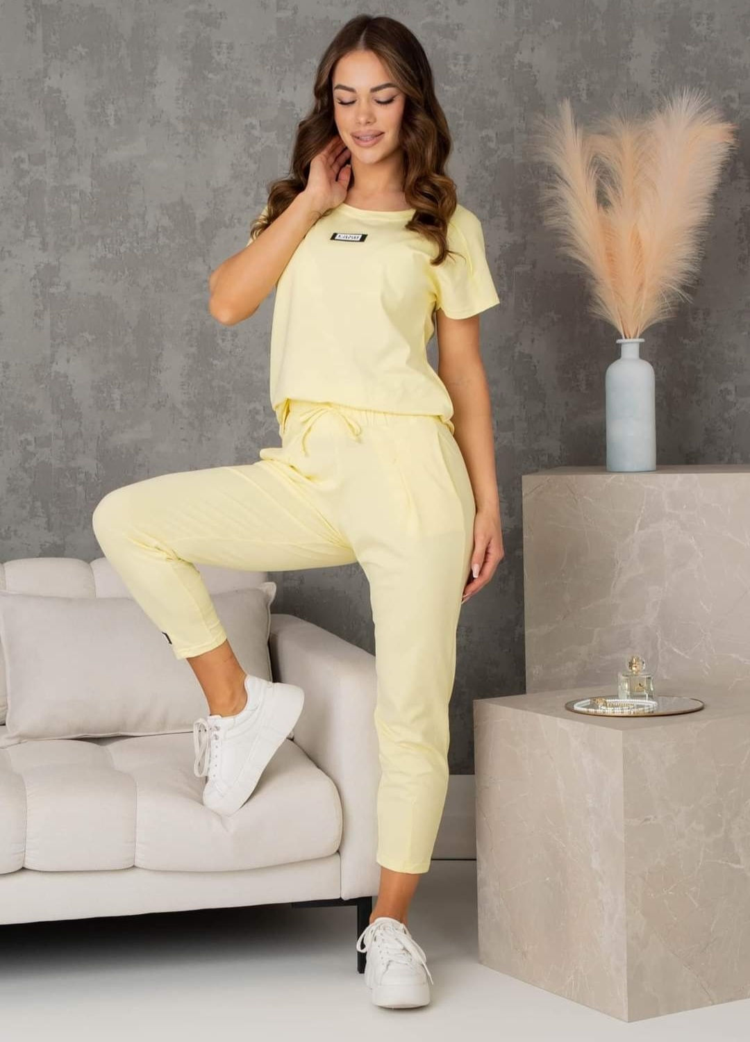 La..mu komplet bawełniany żółty S/M - 1