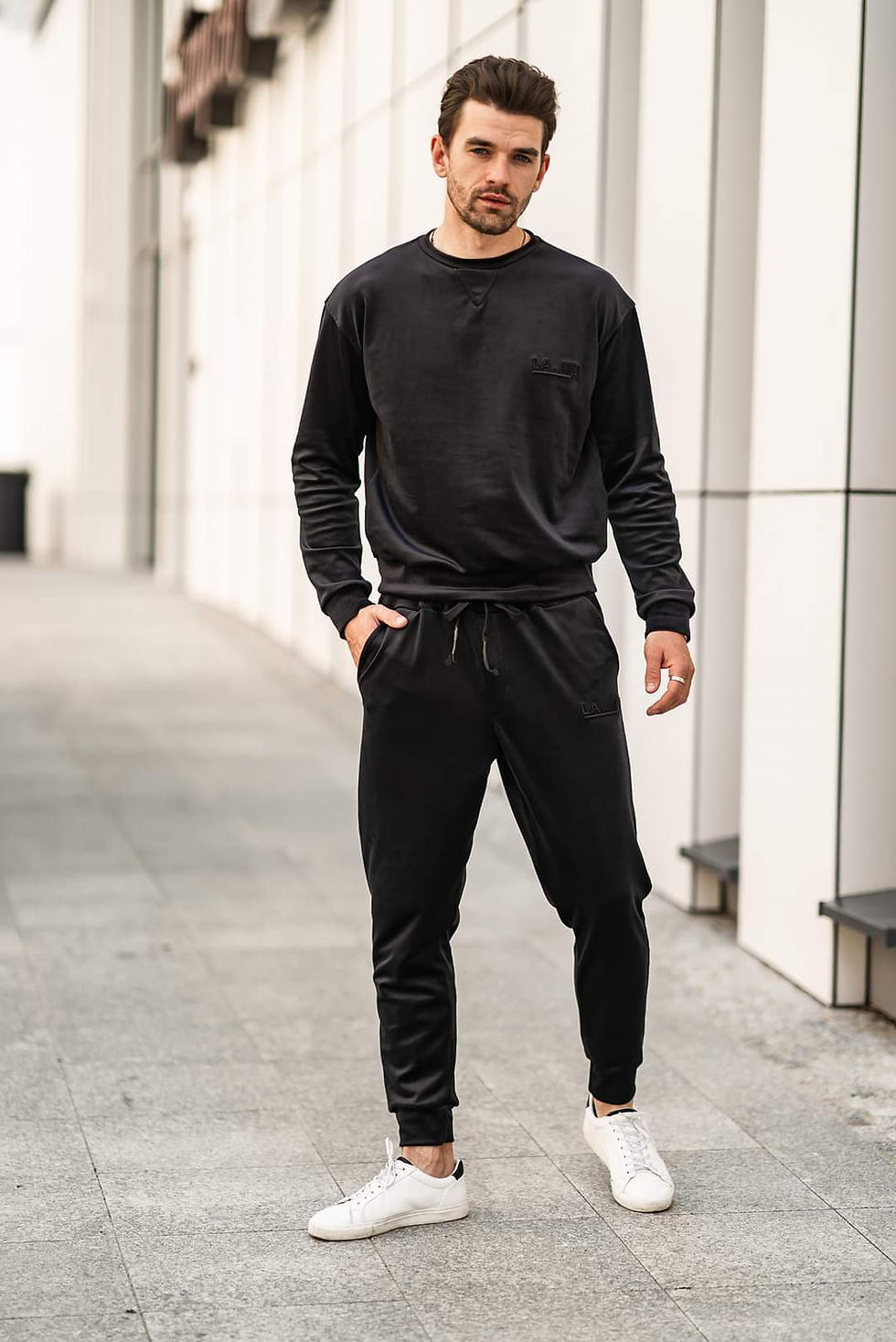 La..mu HIT!!! KOMPLET MĘSKI WELUR czarny XL