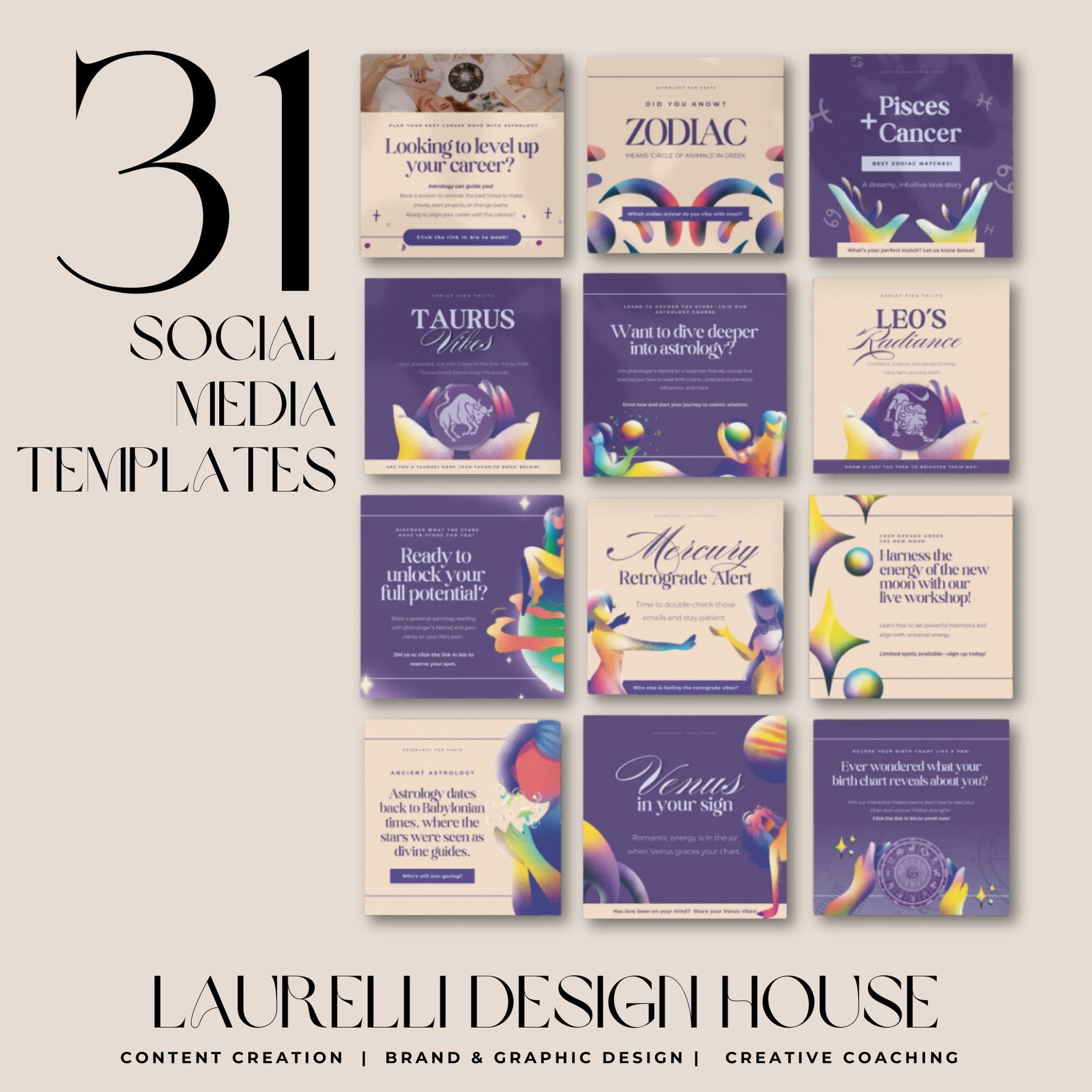 Astrology Themed  - Social Media Template Canva - Square - Instag