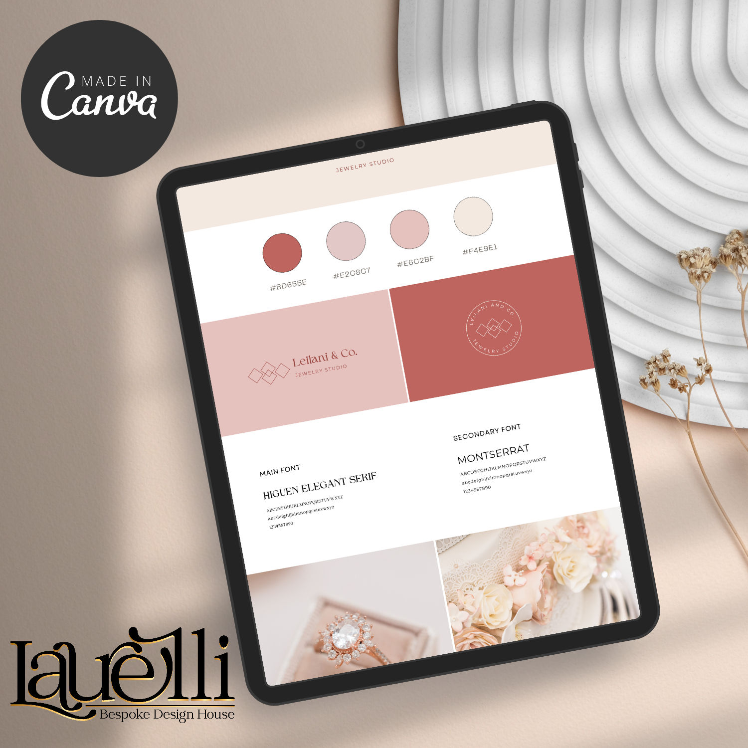 Vintage Blush Logo and Brand Board | Editable | Canva