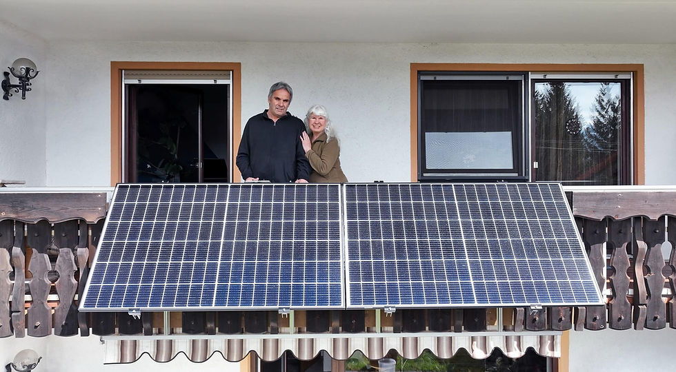 Balcony solar panels help everyday citizens to lower their electricity costs. @astrid860/iStock