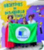 Eco-Schools are pursuing sustainable development goals. Colegio Contadero’s principal, Susana Ugalde (left), and fellow teachers hold the Eco-Schools Green Flag award. ©Colegio Contadero