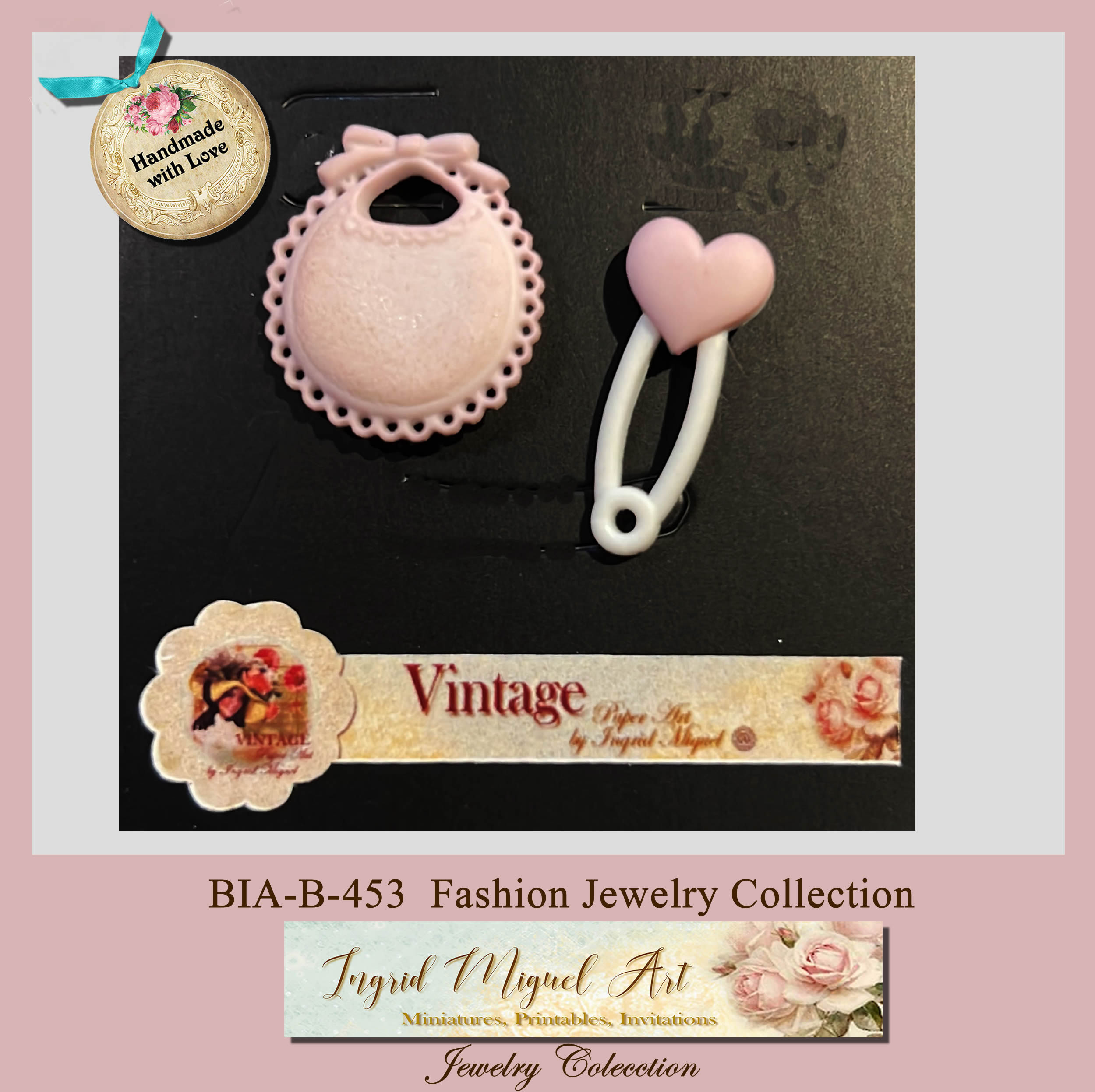 Aretes de Baberito y seguro para bebe / Miniatura /BIBB-453