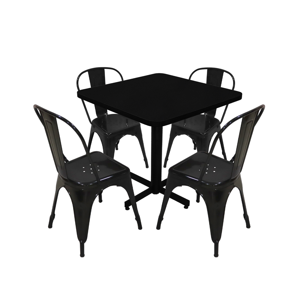 Conjunto Modelo Tolix Negro Brillante - estándar 4 sillas