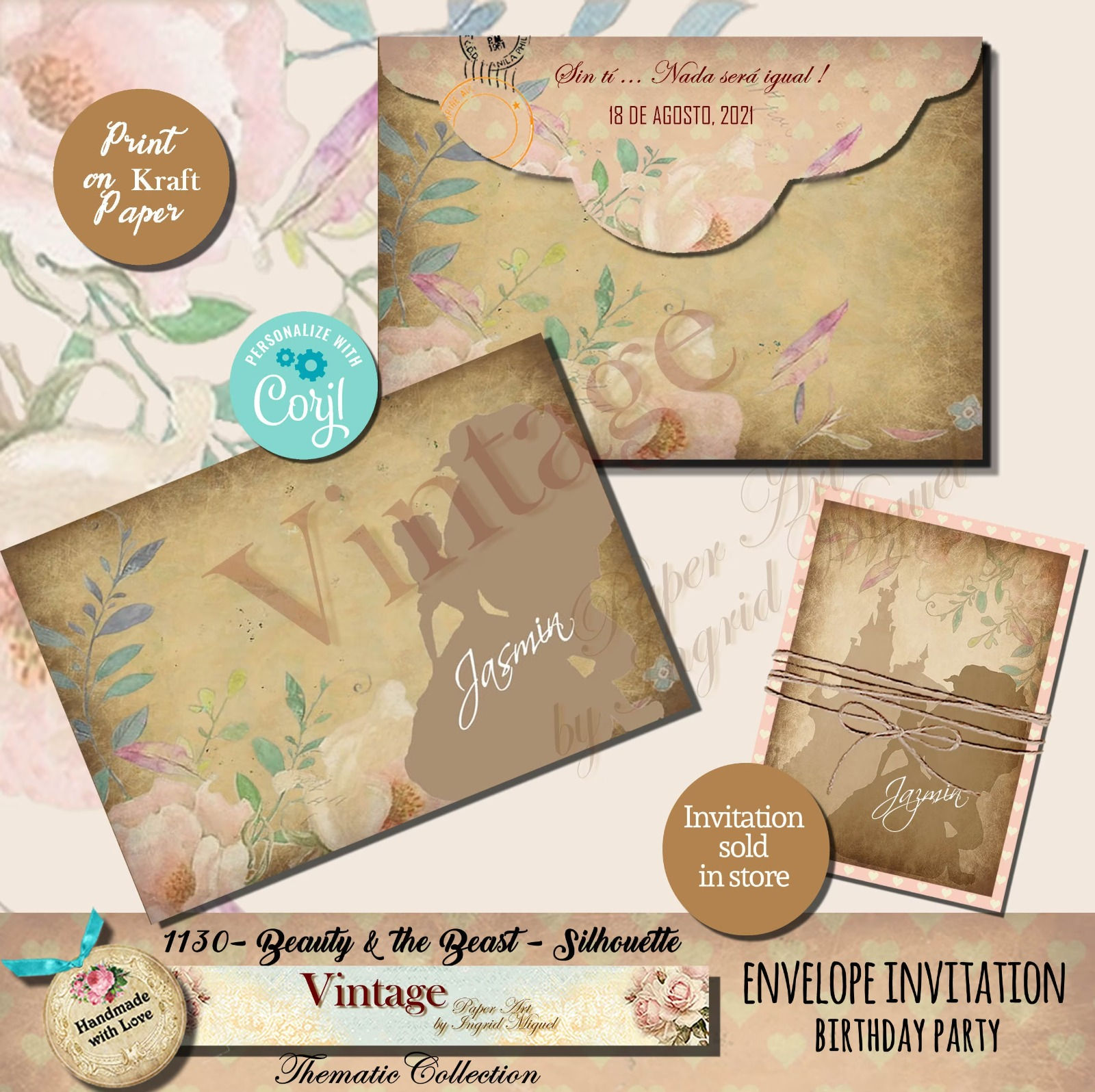 Sobre para Invitación XV - La Bella Silueta /F1130-12