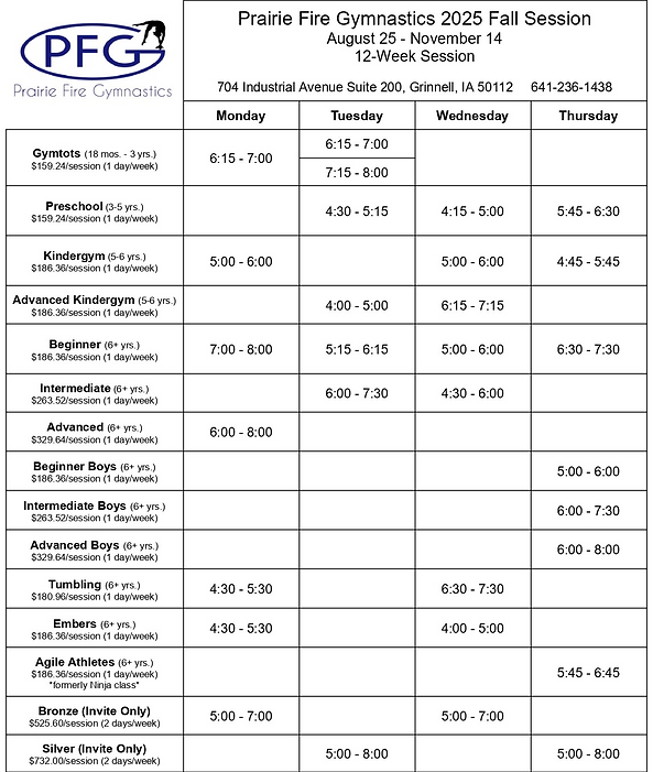 2025 FALL Schedule REC ONLY - Google Doc