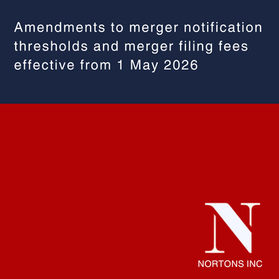 AMENDMENTS TO MERGER NOTIFICATION THRESHOLDS AND MERGER FILING FEES EFFECTIVE FROM 1 MAY 2026
