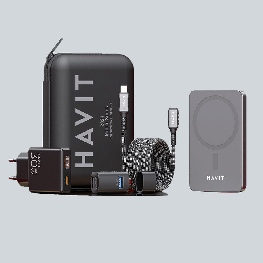 HAVIT Travel Charging Kit – 5000mAh Power Bank + Fast Charger + Cable + Hub + Carry Bag