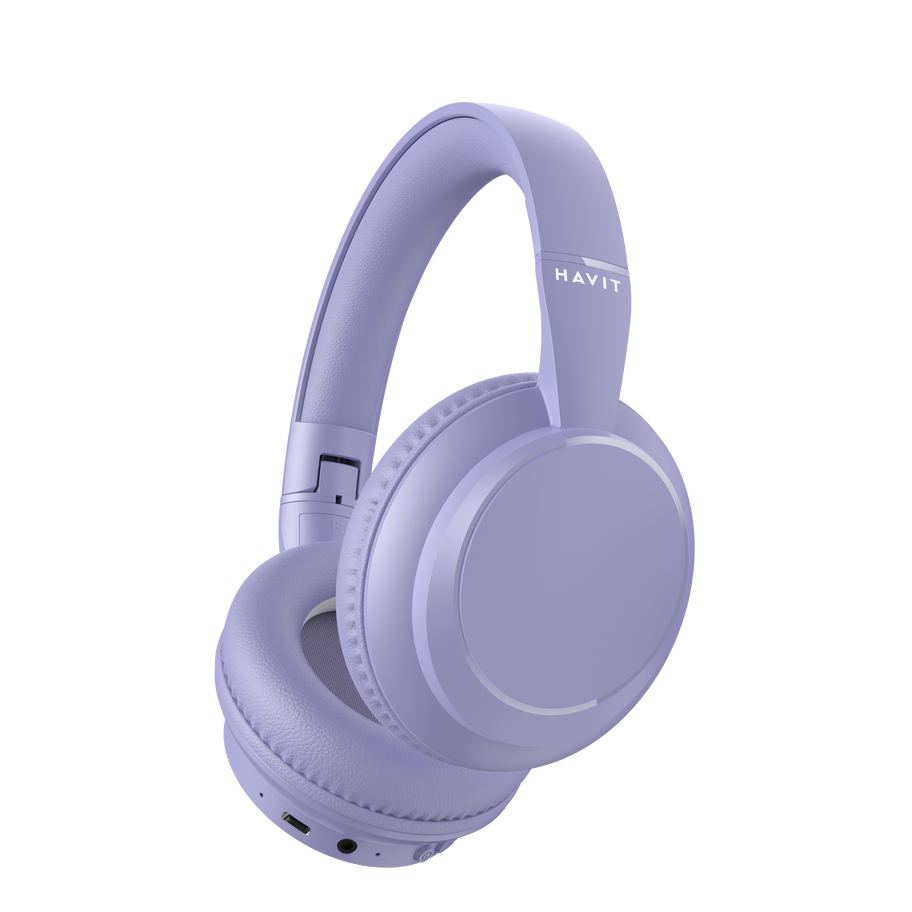 HAVIT Foldable Bluetooth Headphones – Stylish Colors & Hi‑Fi Sound – Purple