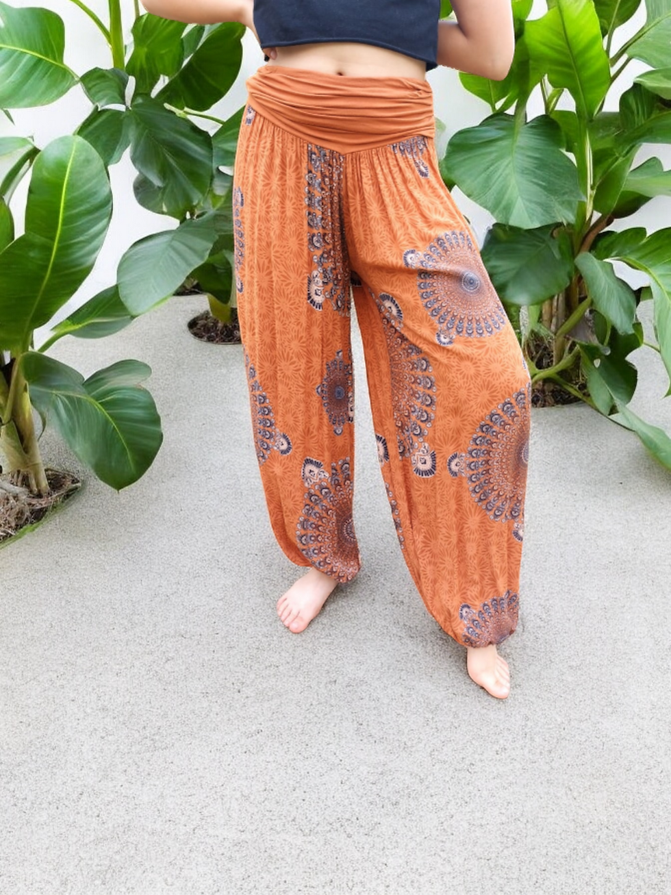 Miniature : pantalon aladdin orange motifs léger