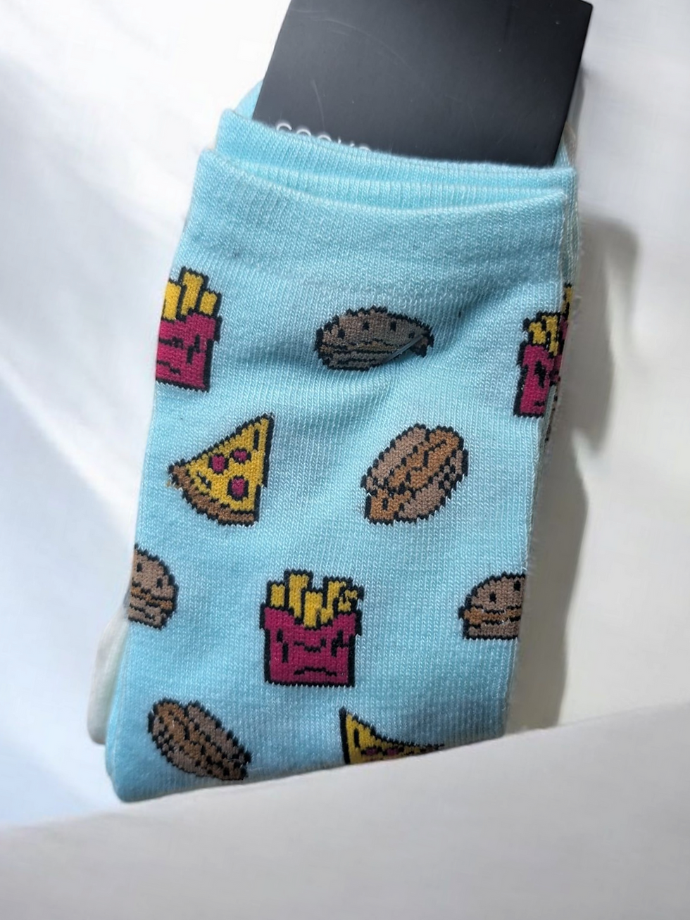 Miniature : chaussettes frittes hamburger mac do tacos hot dog pizza bleu turquoise