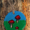 Thumbnail: Art on wood slice: Three red mushrooms 