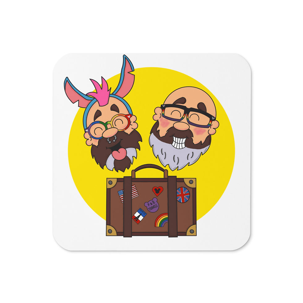 Pup and Bear Travels Logo Cork-back coaster