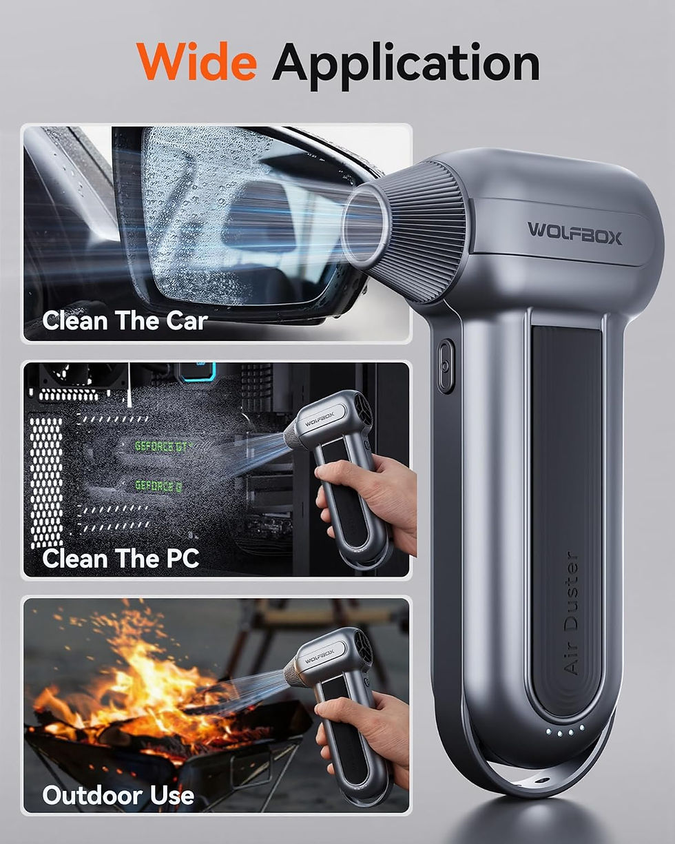 Thumbnail: WOLFBOX MF100 Electric Air Duster-150000RPM Super Power Cordless Air Duster, Re