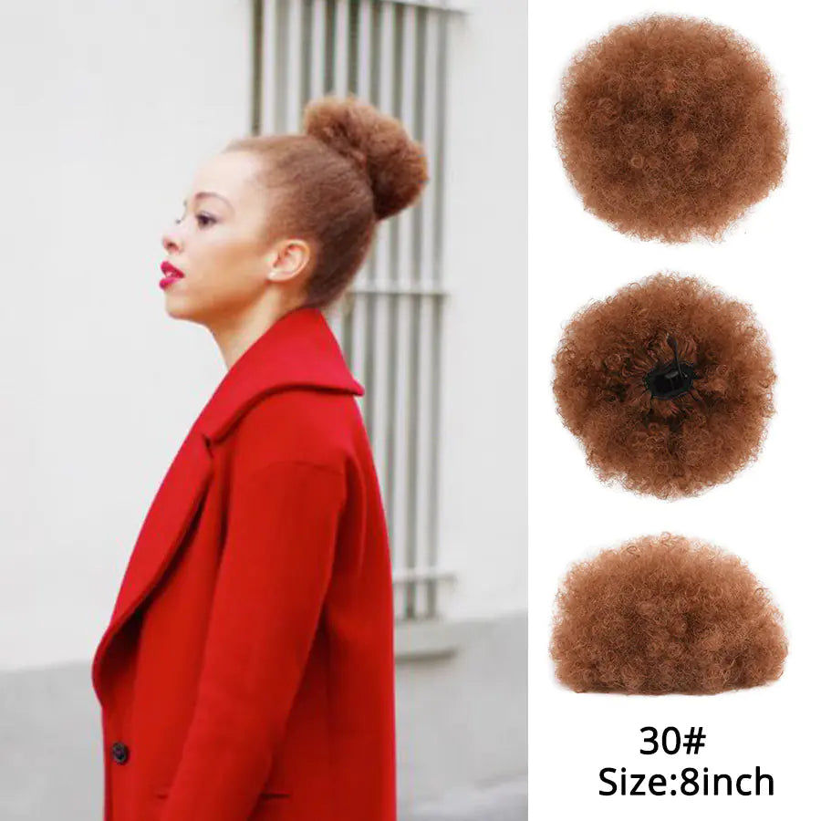 Thumbnail: Curly Bun Hairstyle with Black Bread Hairpiece