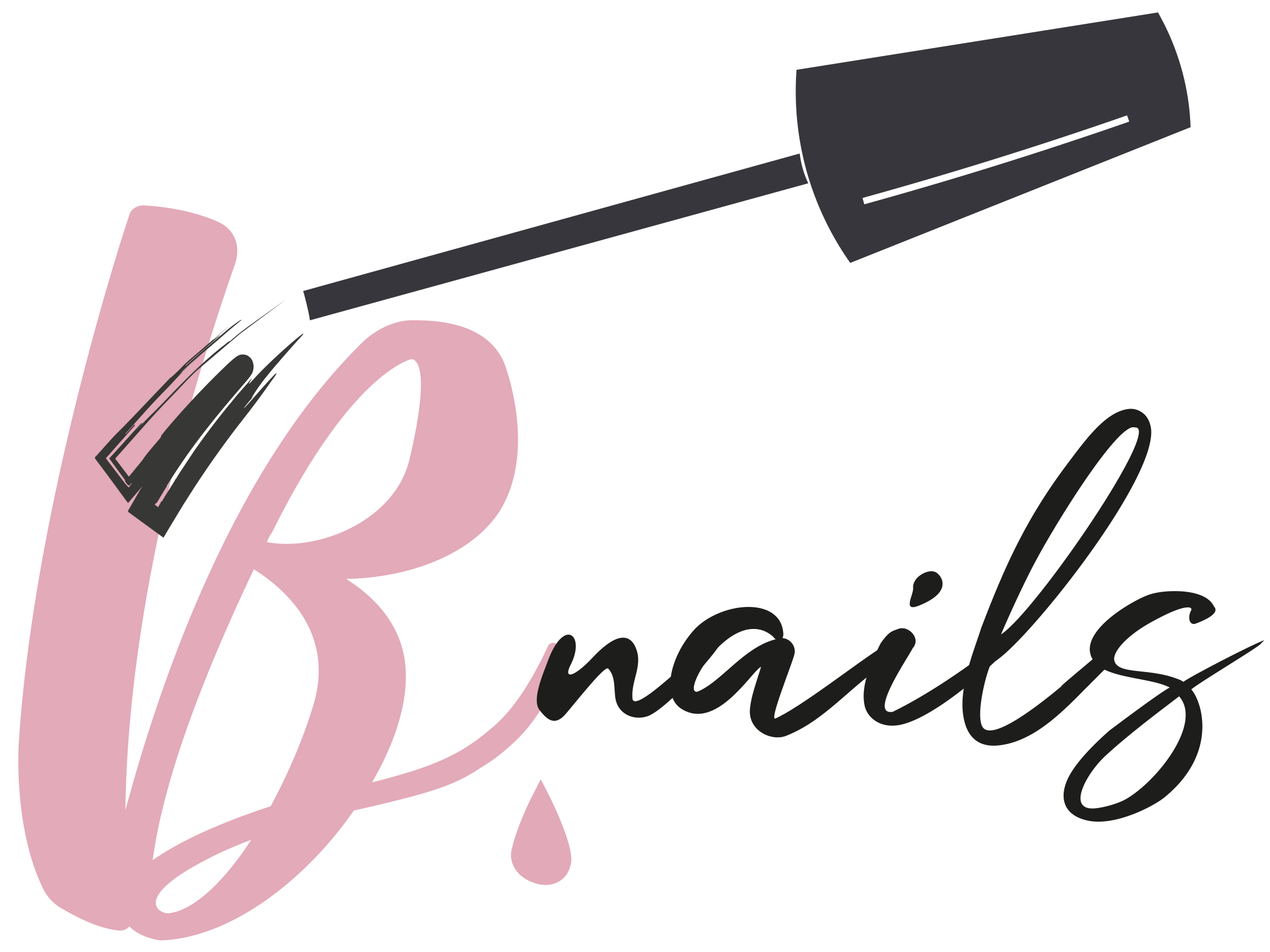 Nella foto è presente il logo di B.nails che richiama il settore del beauty e il mondo delle onicotecniche attraverso il pennello di uno smalto che simula la scrittura della B di B.nails.