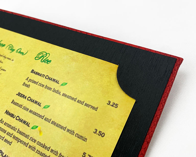 Thumbnail: 皮製內相角餐牌 Leather Fixed Interior Booklet