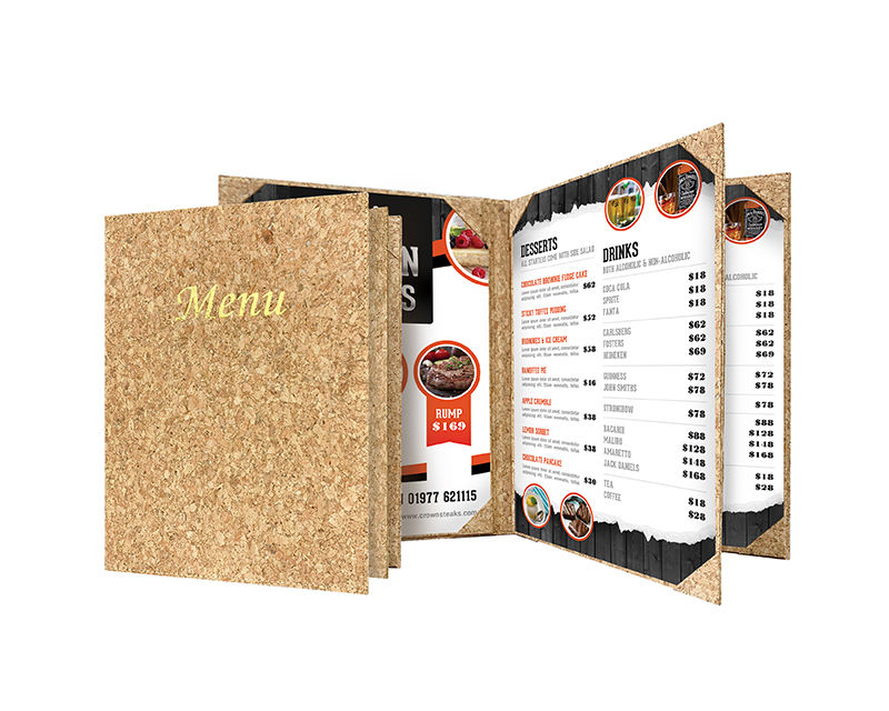 水松皮製內相角餐牌 Cork leather Fixed Interior Menu