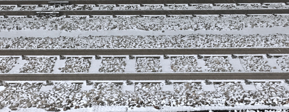 Snowy train tracks in Akita Japan