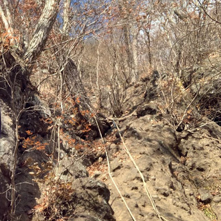 Another steep trail trying to reach the summit of Mount Myogi 妙義山 Kondo 金洞山