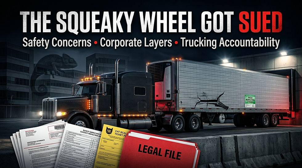 The Squeaky Wheel Got Sued: CBS, Chameleon Carriers, and My Knight-Swift Safety Paper Trail