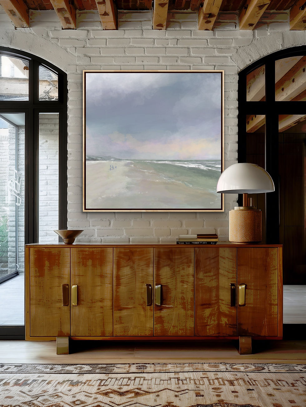 Thumbnail: Minimal coastal artwork featuring calm sea and horizon under soft sky