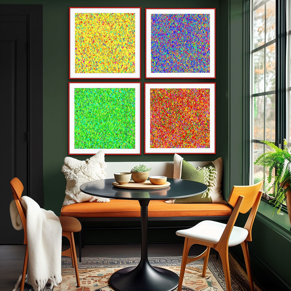 Colorful speckled abstract art, primary colors