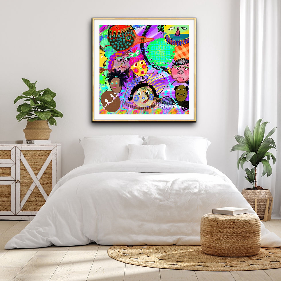 Thumbnail: Colorful abstract art print square