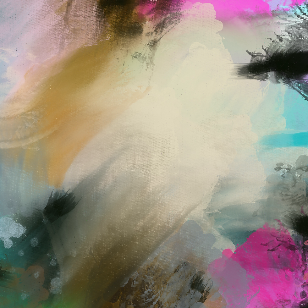 Abstract coastal painting with soft neutral tones, pink accents, and layered texture, Splash artwork by Ellen Carroll