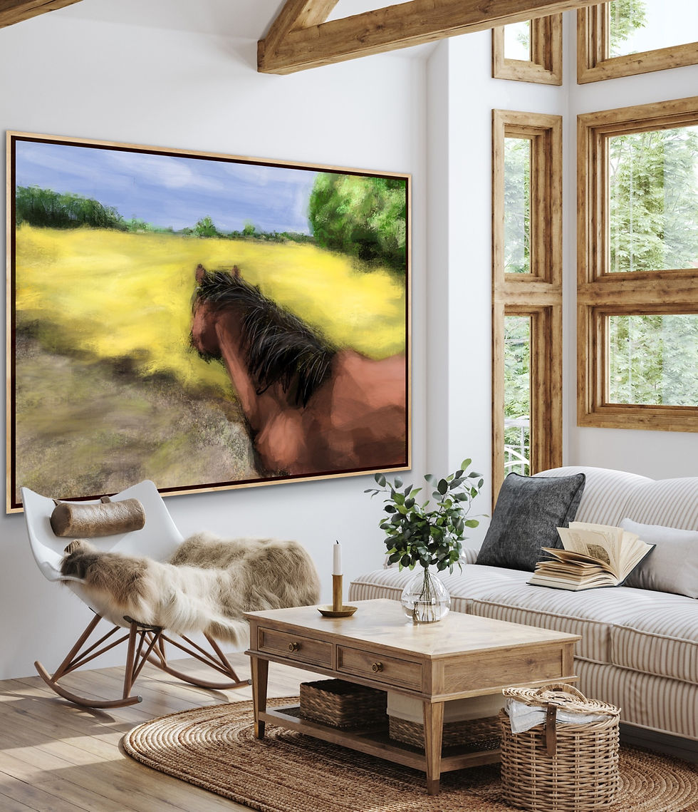 Thumbnail: TEMPO’S VIEW, EQUESTRIAN LARGE ART PRINT with yellow