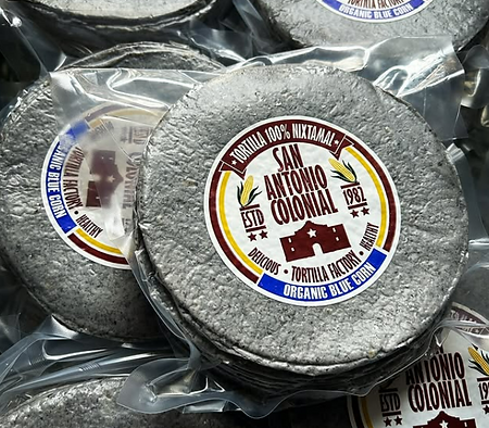 Organic blue nixtamal corn tortilla