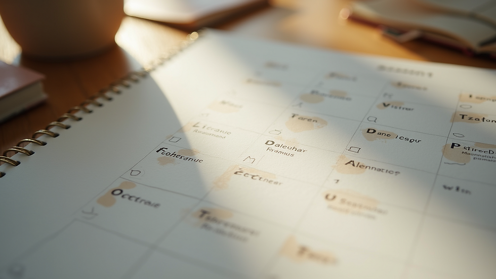 Close-up view of a calendar with family visit dates marked