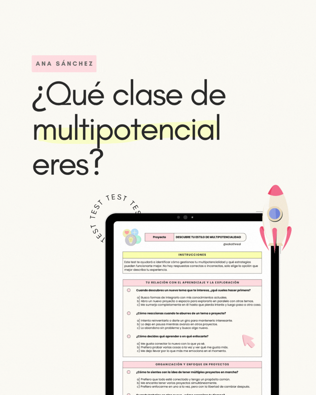 Posteo de Instagram Vertical Workshop Servicios Digitales Tablet Beige.gif