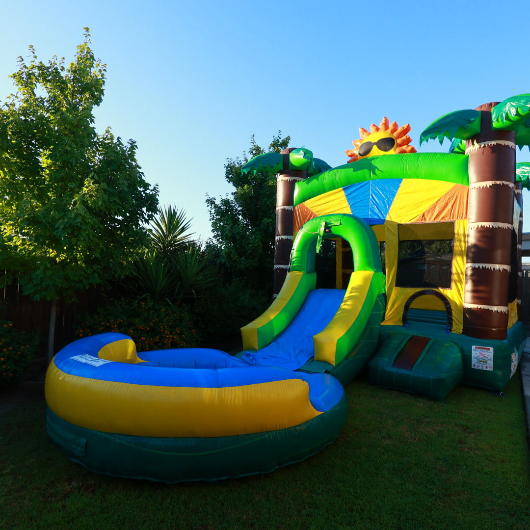 Green Tropical Combo Bounce House(with Pool)