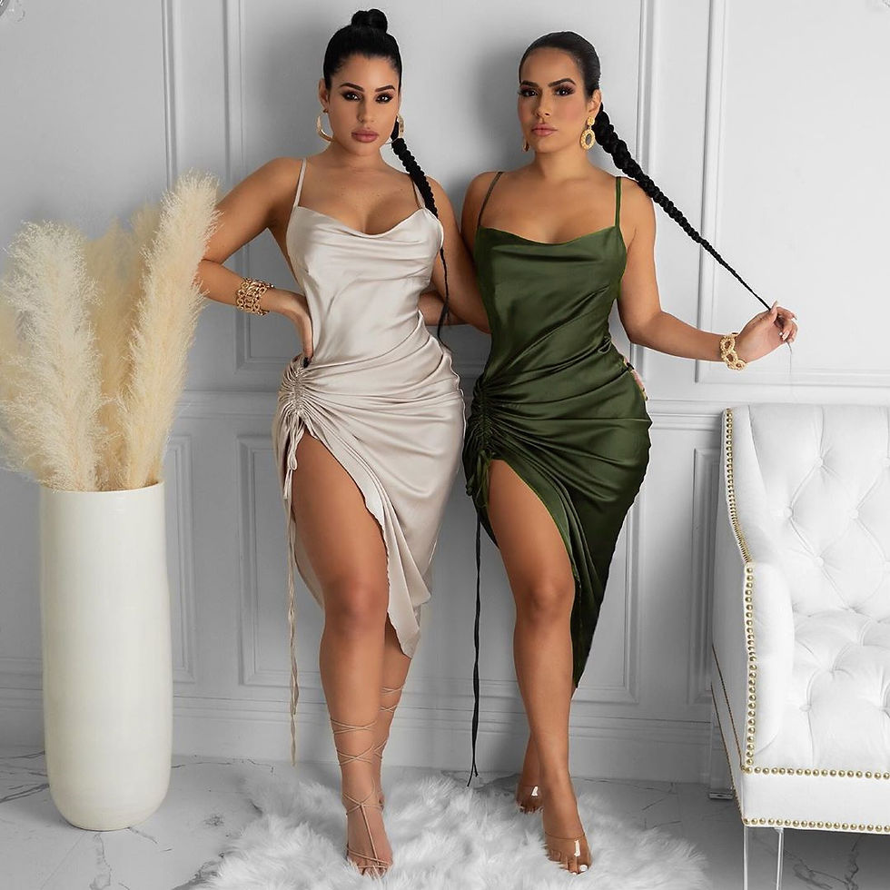 Thumbnail: Hot Style Lady Fashion Party Club Wear Satin Plain Halter Drawstring Sexy
