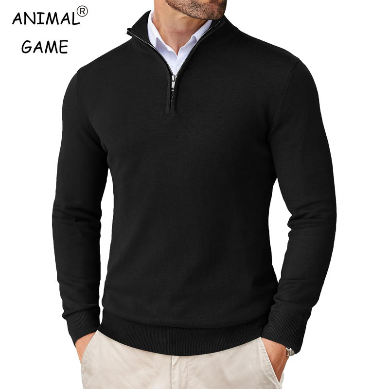 Men's Quarter Zip Up Sweaters Slim Fit Lightweight Mock Neck Pullover Casual Swe