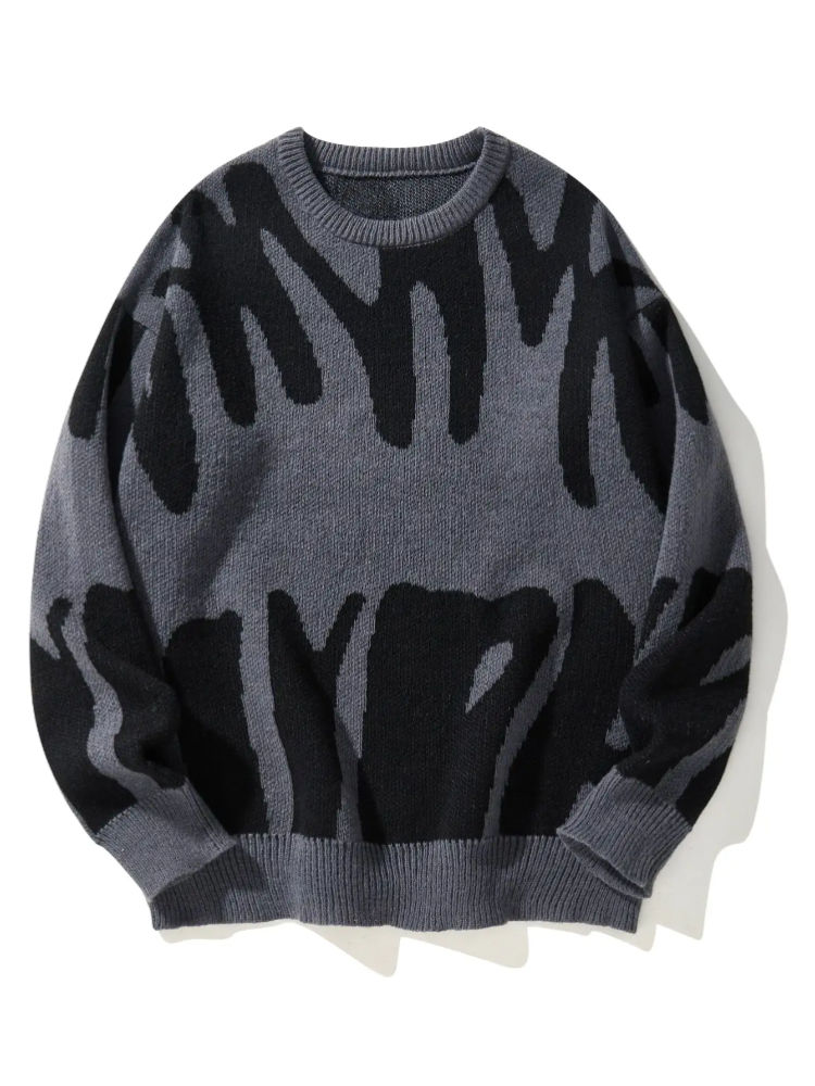 New Popular Autumn Winter Irregular Jacquard Pattern Pullover Sweater Casual Rou
