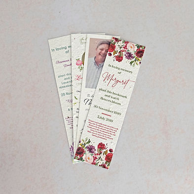 Funeral Bookmarks by Growing Paper South Africa, A company that practices sustainability & recycling through their wonderful natural products.