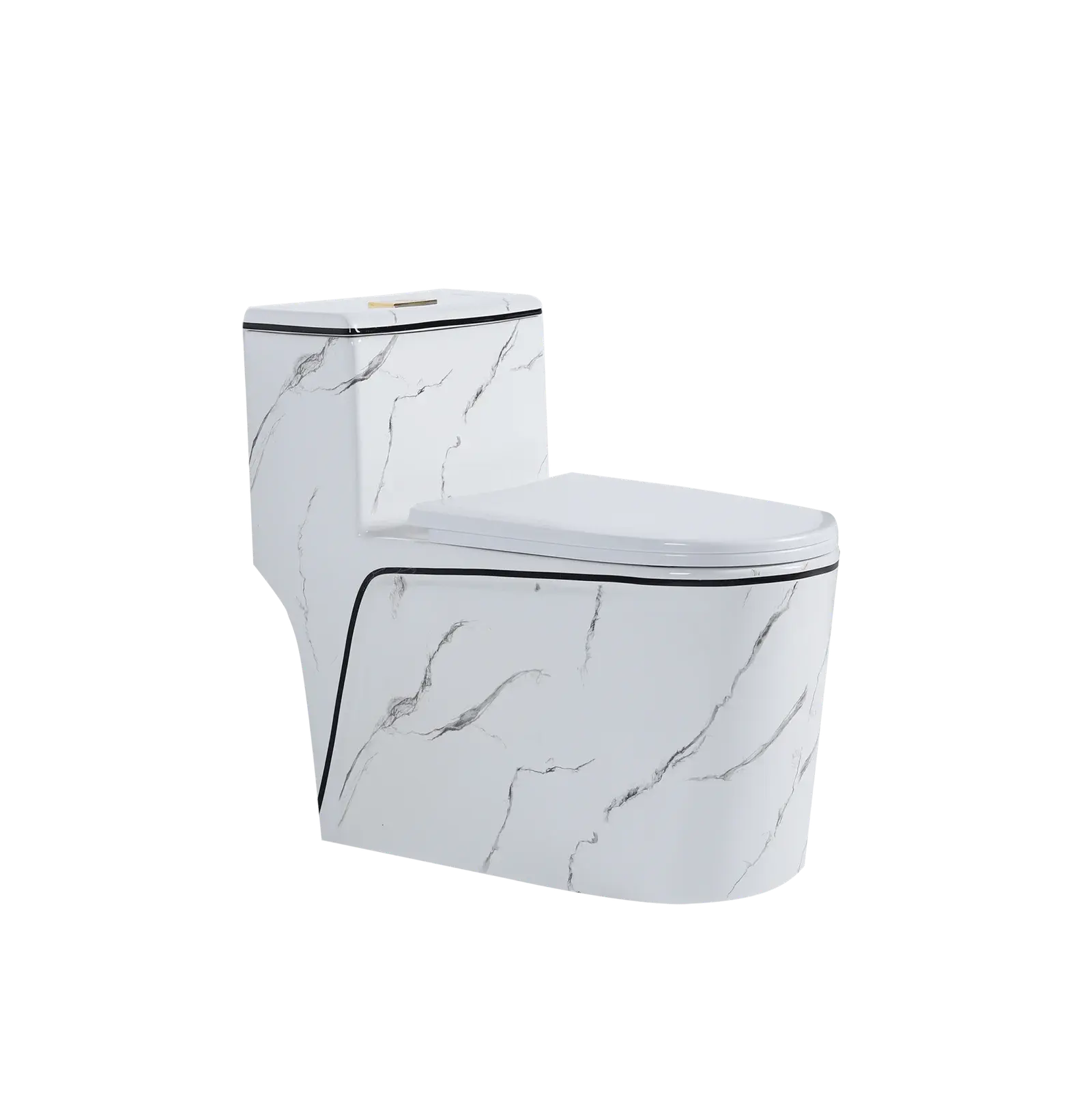 Sanitario CelestialWave Supreme Marmol Carrara Blanco y detalle Negro
