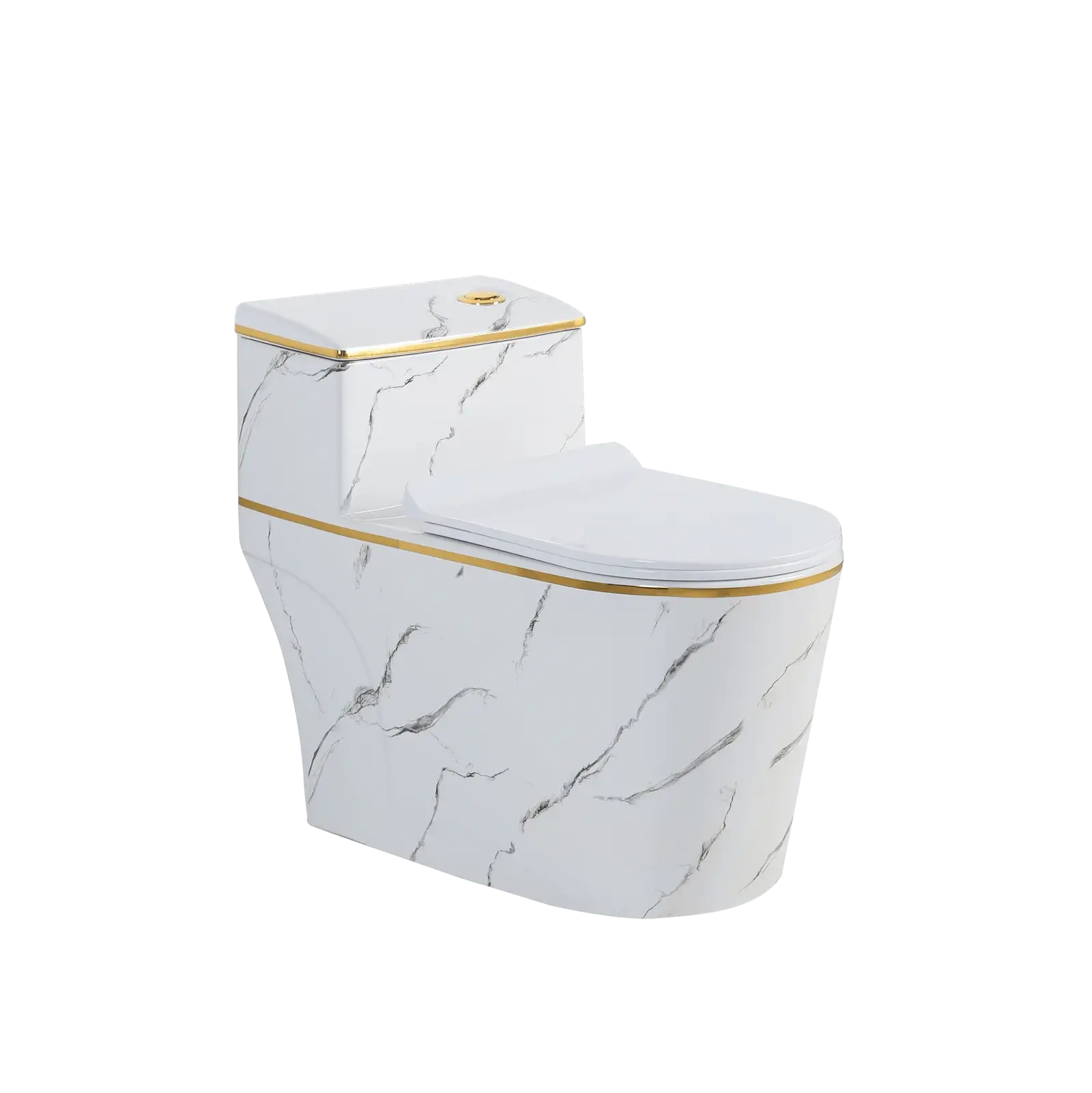 Sanitario AquaHarmony Elite Marmol Carrara Blanco y dorado
