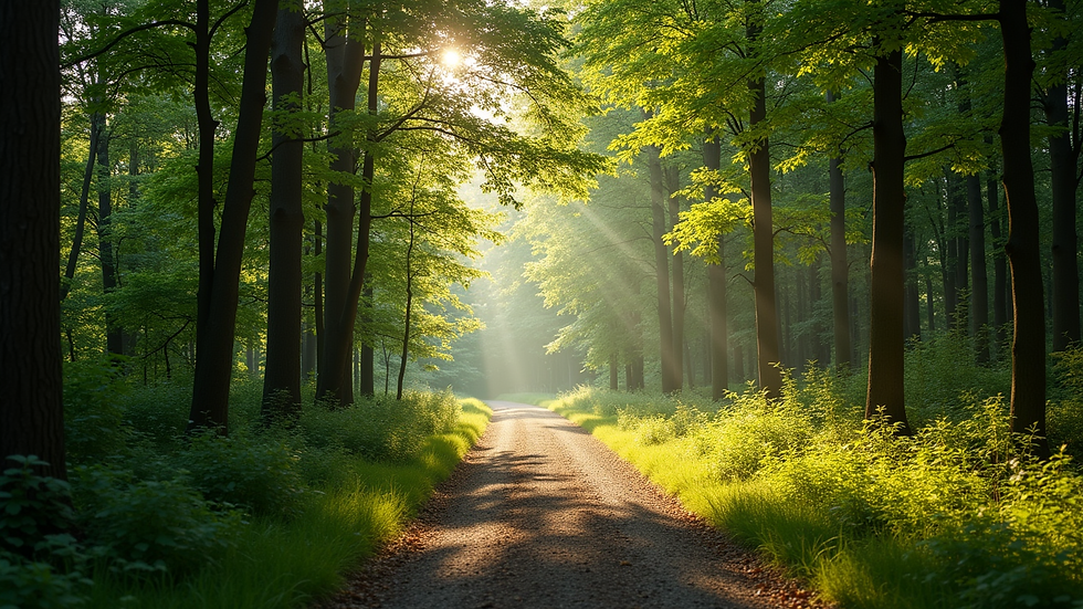 Close-up view of a serene forest path